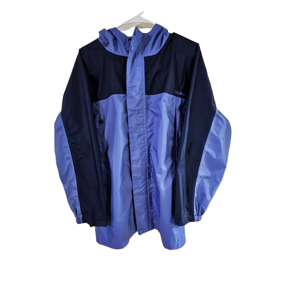 L.L.Bean Hooded Jacket Kids Size XL Two-tone Blue Ripstop Full-Zip